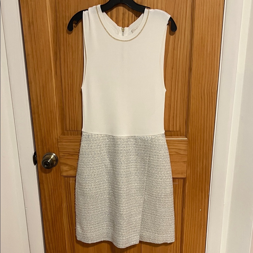 Ted Baker London White and Gray Mini Dress